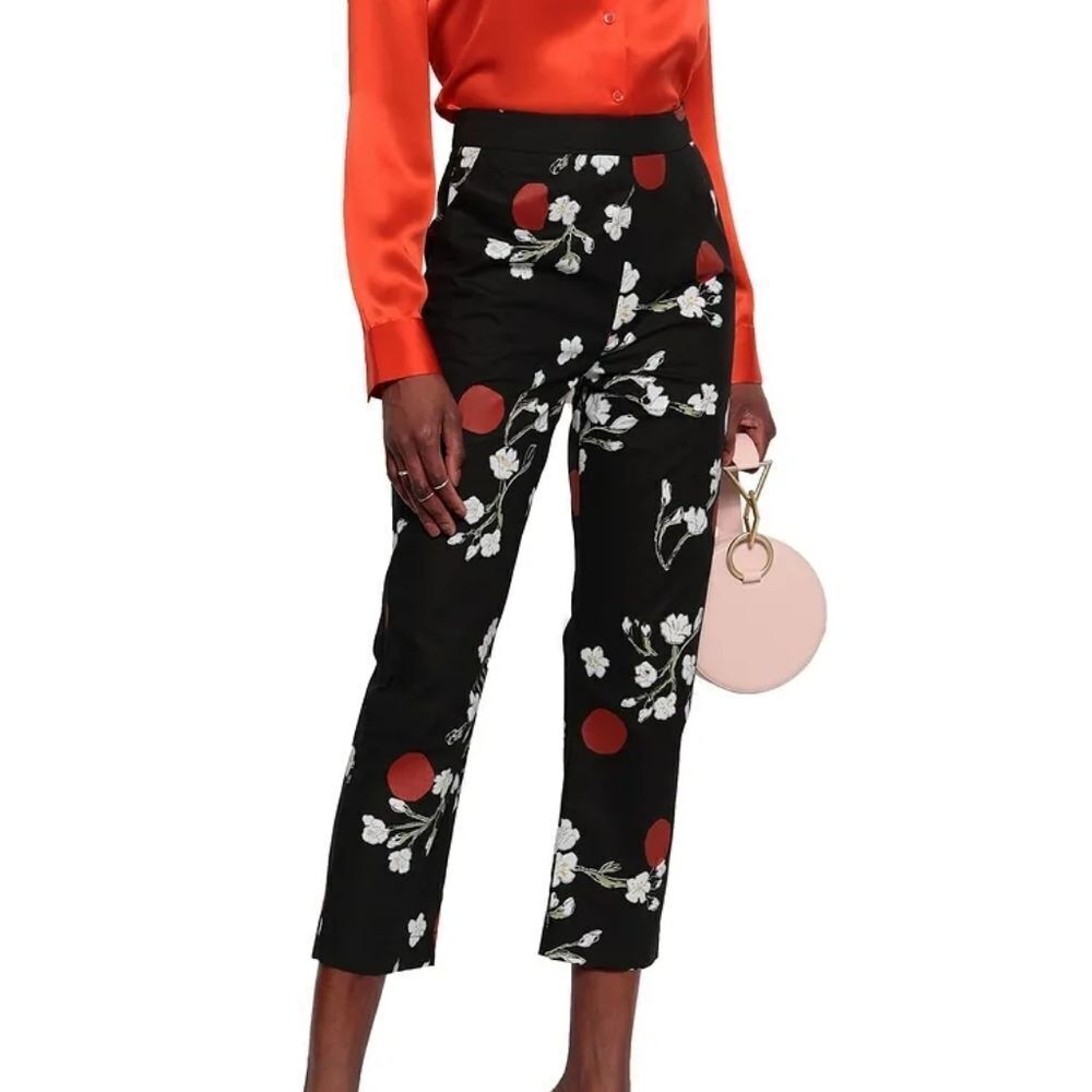 Isa Arfen‎ Floral Print Poplin Cropped Pants Sz 6
